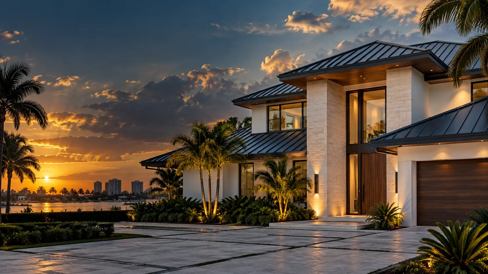 Concept illustration of a Miami home with a metal roof