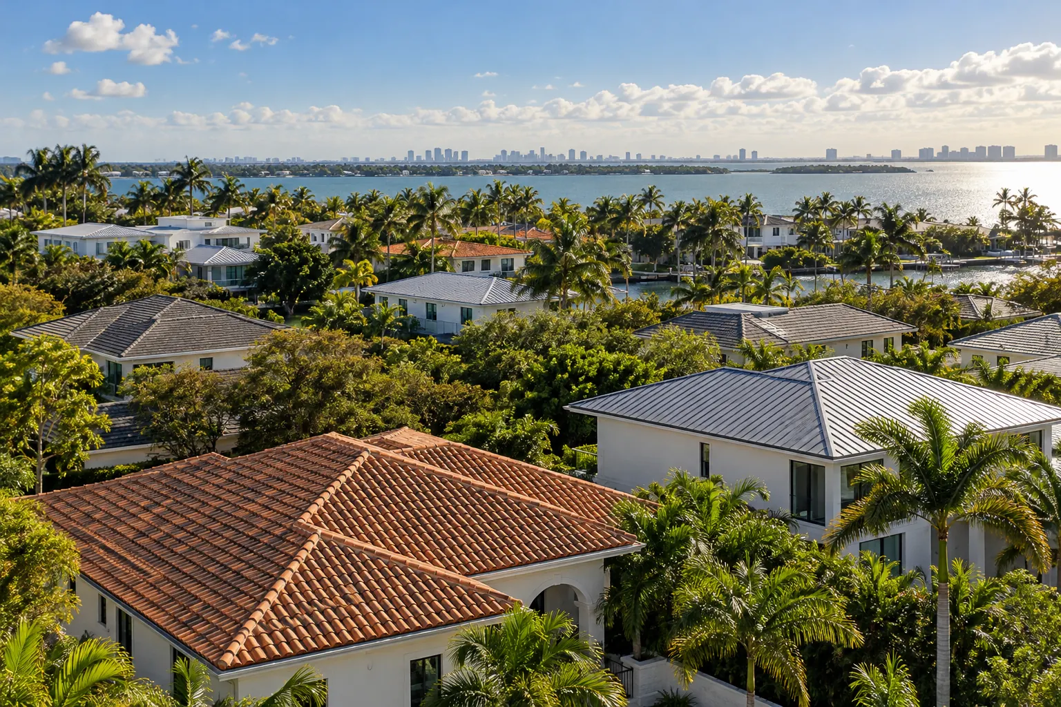 Concept visualization of varied rooflines in a Miami neighborhood